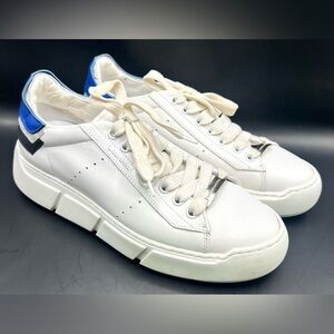 CNC CoSTUME National White Sneakers with Blue Heel Accent- Size:37-1/2